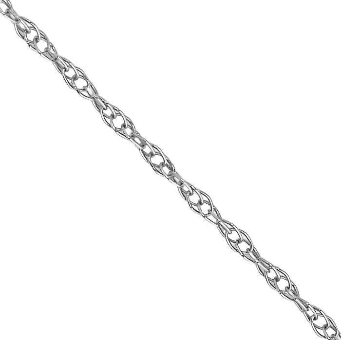 14K Solid White Gold 0.6mm Cable Rope Chain Twisted Link Necklace