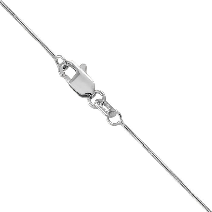 14K Solid White Gold 0.6mm Round Cubetto Omega Snake Chain Herringbone Necklace