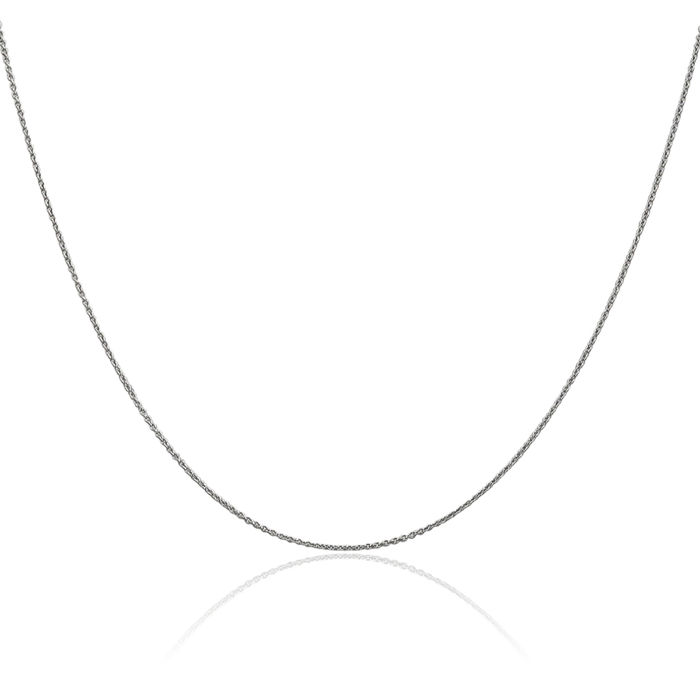 14K Solid White Gold 0.75mm Cable Rolo Link Chain Belcher Necklace