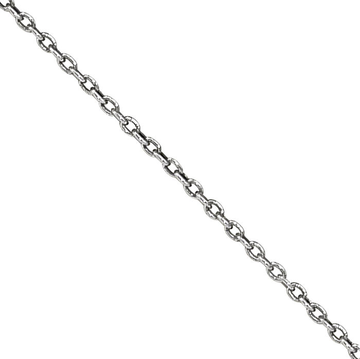 14K Solid White Gold 0.75mm Cable Rolo Link Chain Belcher Necklace