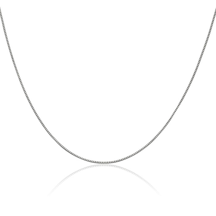 14K Solid White Gold 0.7mm Box Link Chain Necklace