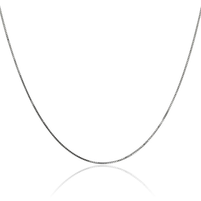 14K Solid White Gold 0.7mm Box Link Chain Necklace