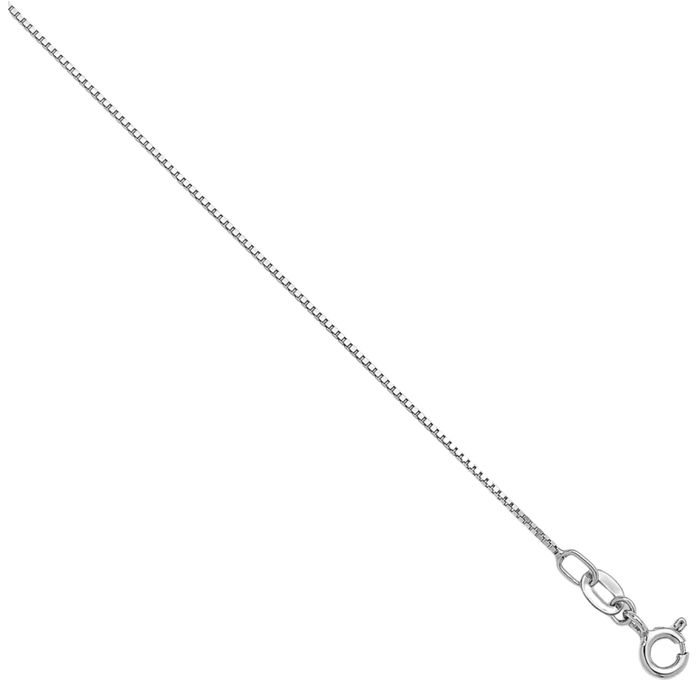 14K Solid White Gold 0.7mm Box Link Chain Necklace