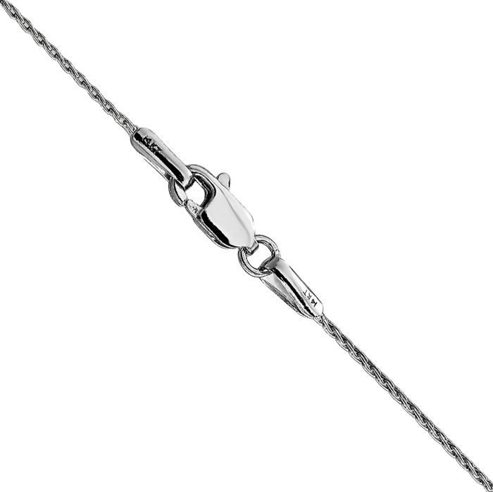 14K Solid White Gold 0.7mm Round Parisian Spiga Wheat Link Chain Necklace