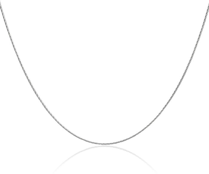 14K Solid White Gold 0.7mm Round Parisian Spiga Wheat Link Chain Necklace