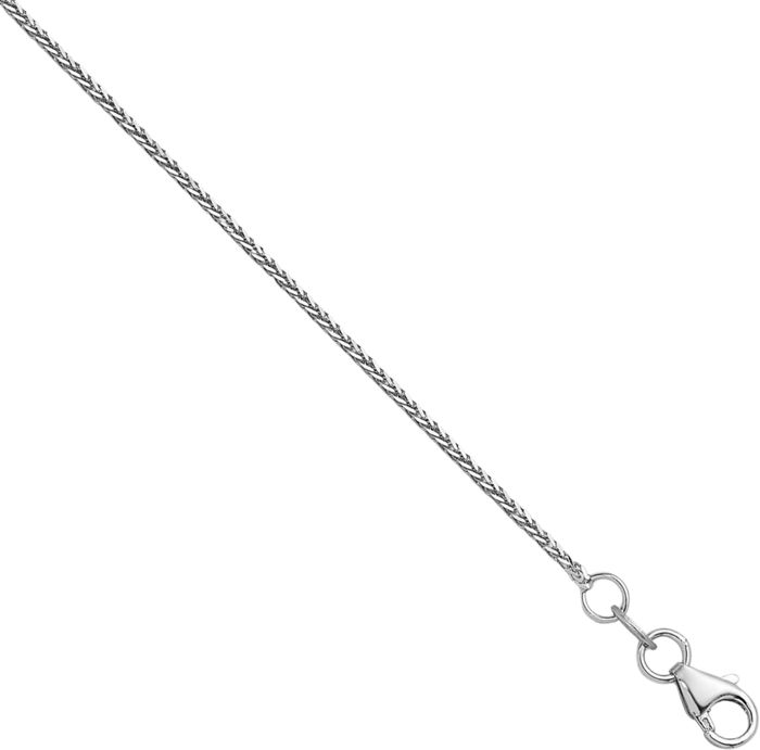 14K Solid White Gold 0.7mm Spiga Wheat Link Chain Necklace