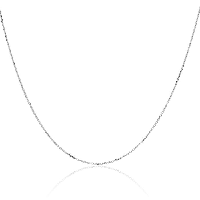 14K Solid White Gold 0.85mm Cable Rolo Link Chain Belcher Necklace