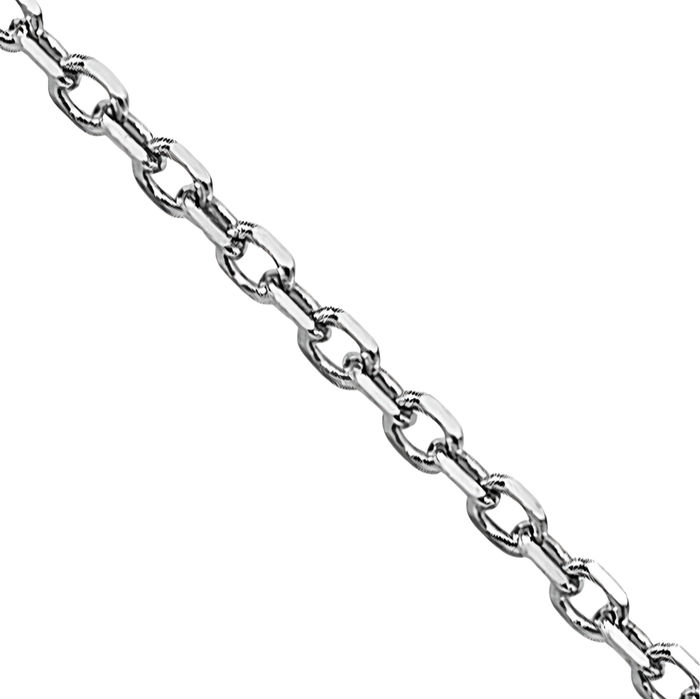 14K Solid White Gold 0.85mm Cable Rolo Link Chain Belcher Necklace