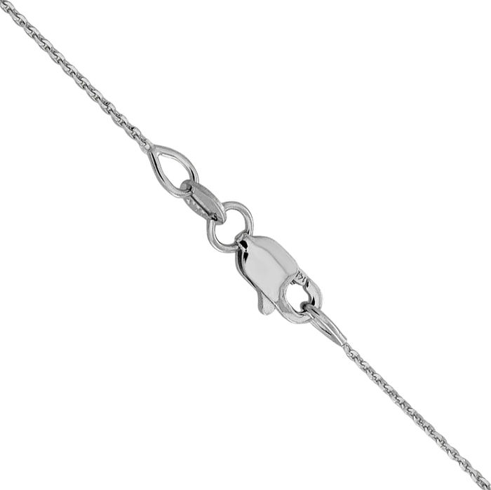 14K Solid White Gold 0.85mm Cable Rolo Link Chain Belcher Necklace