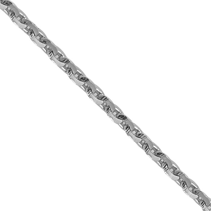 14K Solid White Gold 0.85mm Cable Rolo Link Chain Belcher Necklace