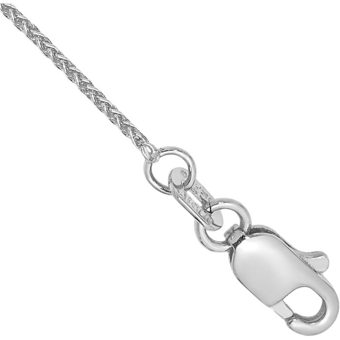 14K Solid White Gold 0.85mm Spiga Wheat Link Chain Bracelet