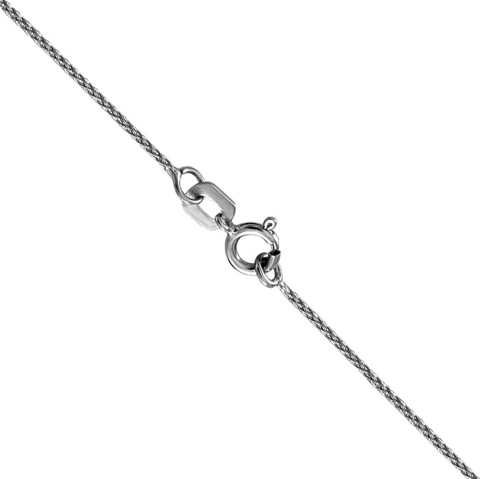 14K Solid White Gold 0.85mm Spiga Wheat Link Chain Necklace