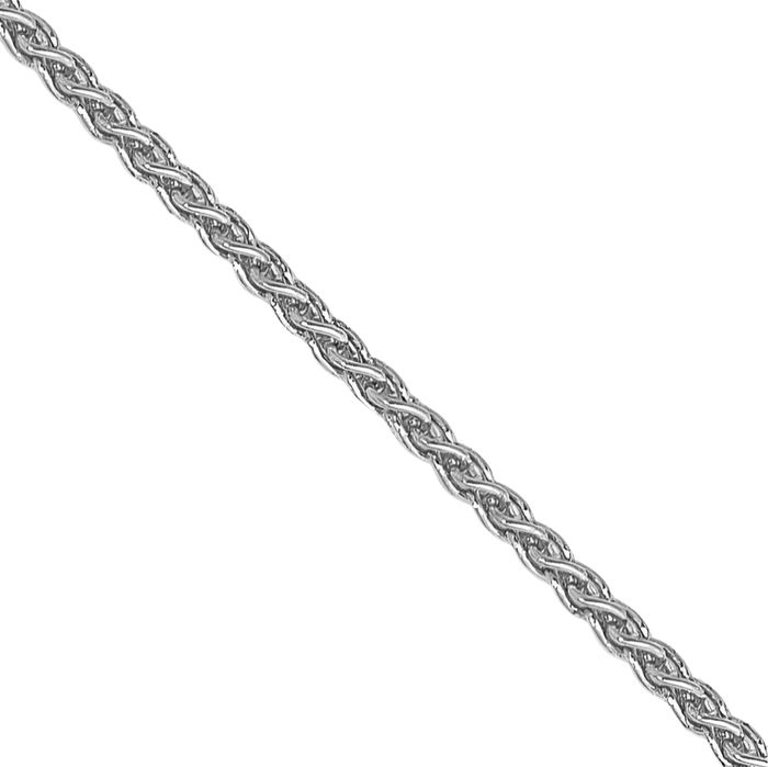 14K Solid White Gold 0.85mm Spiga Wheat Link Chain Necklace