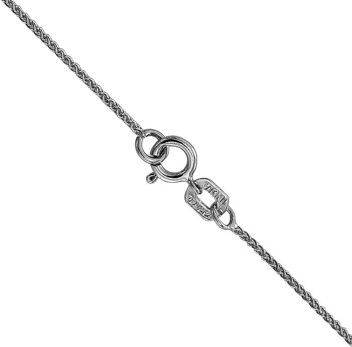 14K Solid White Gold 0.85mm Spiga Wheat Link Chain Necklace