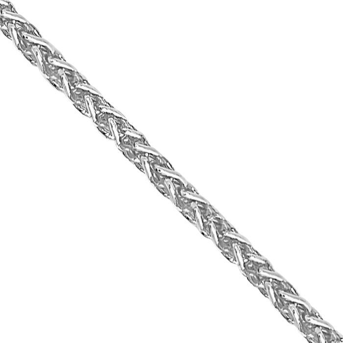 14K Solid White Gold 0.85mm Spiga Wheat Link Chain Necklace