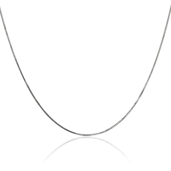 14K Solid White Gold 0.8mm Box Link Chain Necklace