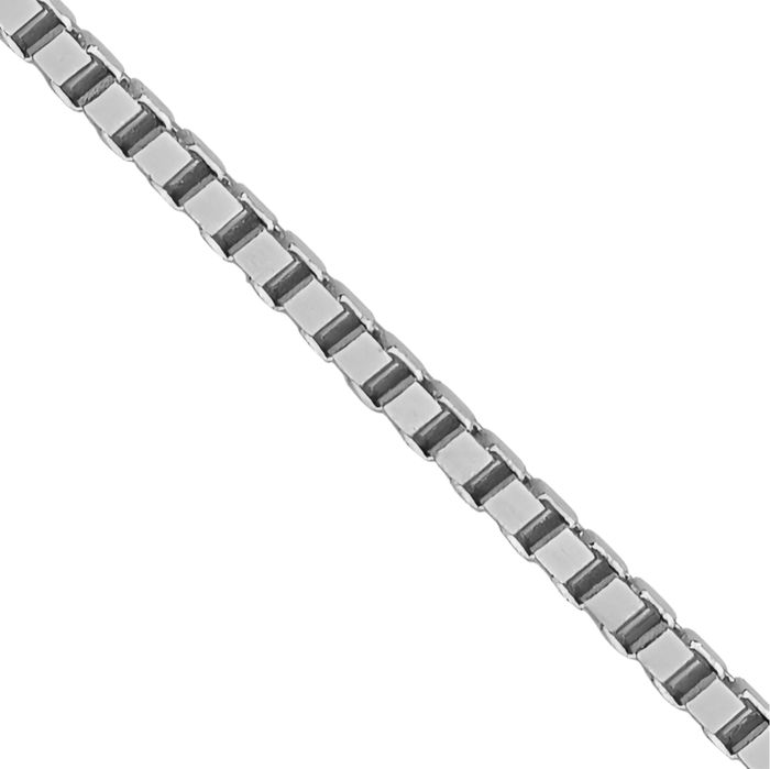 14K Solid White Gold 0.8mm Box Link Chain Necklace