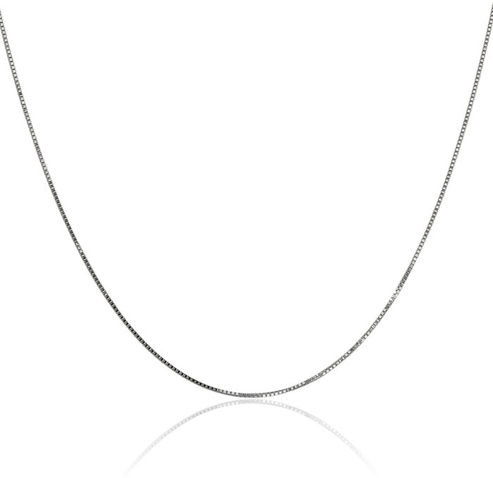 14K Solid White Gold 0.8mm Box Link Chain Necklace