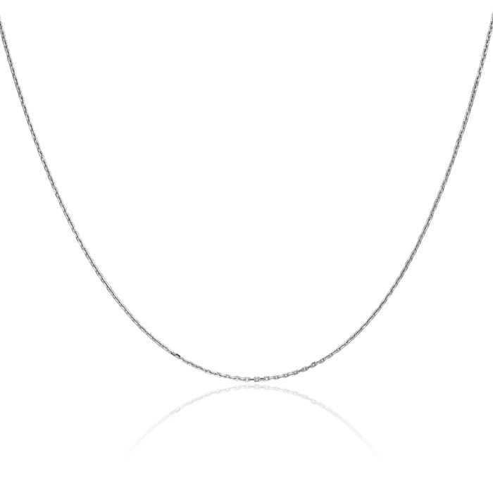 14K Solid White Gold 0.8mm Cable Rolo Link Chain Belcher Necklace