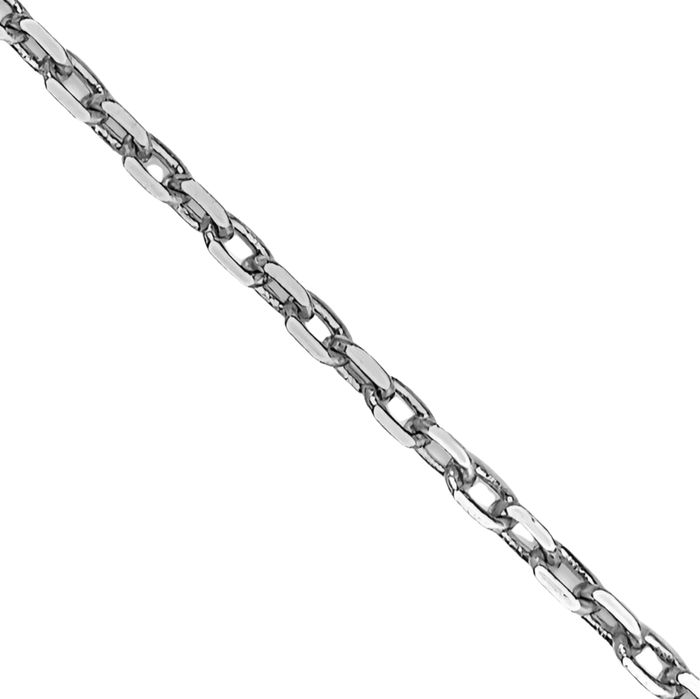 14K Solid White Gold 0.8mm Cable Rolo Link Chain Belcher Necklace