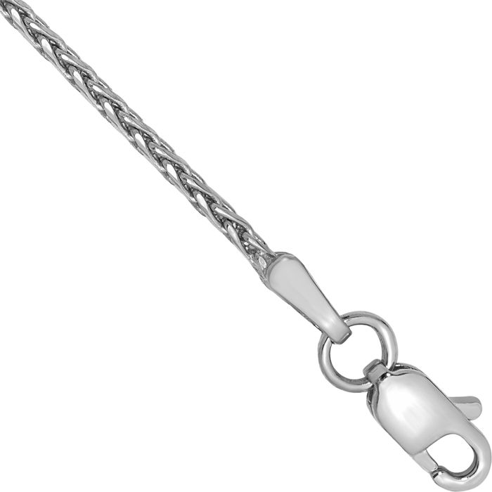 14K Solid White Gold 0.8mm Parisian Spiga Wheat Link Chain Anklet Summer Beach Foot Ankle Bracelet