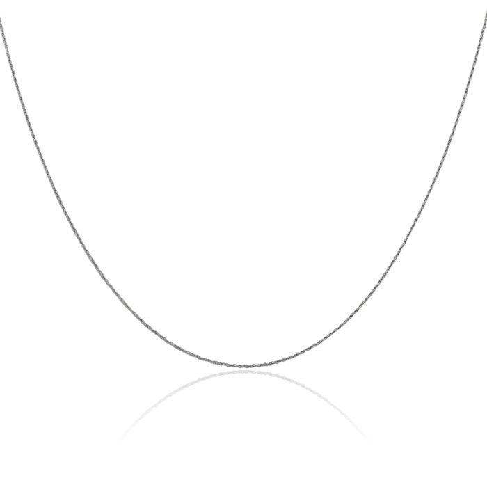 14K Solid White Gold 0.8mm Rope Chain Twisted Link Necklace