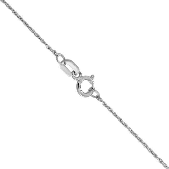 14K Solid White Gold 0.8mm Rope Chain Twisted Link Necklace