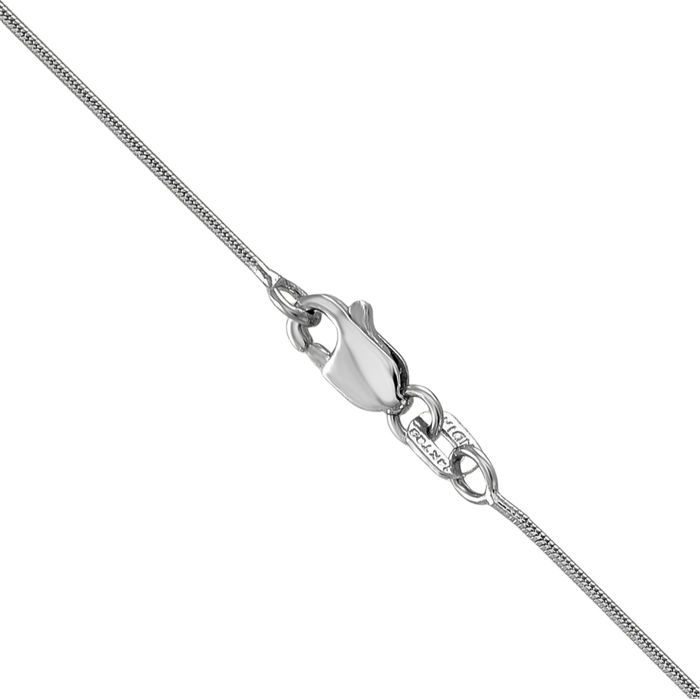 14K Solid White Gold 0.8mm Round Cubetto Omega Snake Chain Herringbone Necklace