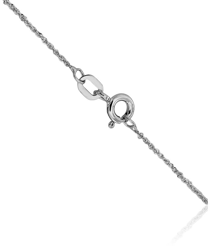 14K Solid White Gold 0.8mm Sparkle Singapore Chain Necklace