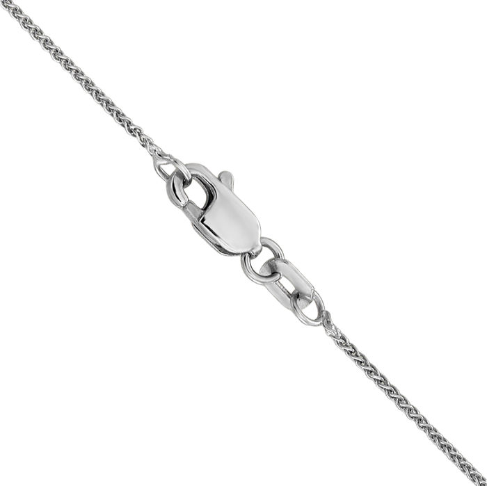 14K Solid White Gold 0.8mm Spiga Wheat Link Chain Necklace