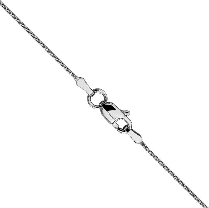 14K Solid White Gold 0.8mm Spiga Wheat Link Chain Necklace