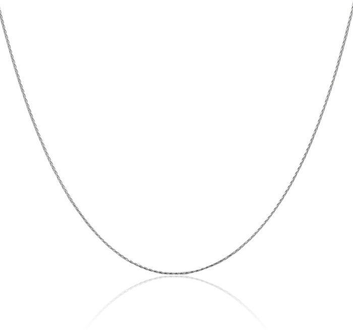 14K Solid White Gold 1.3mm Spiga Wheat Link Chain Necklace