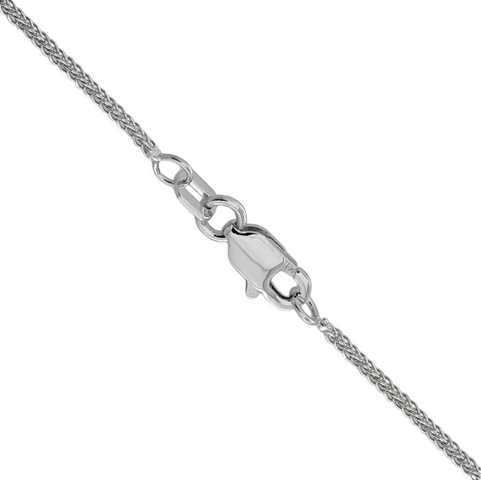 14K Solid White Gold 0.8mm Spiga Wheat Link Chain Necklace