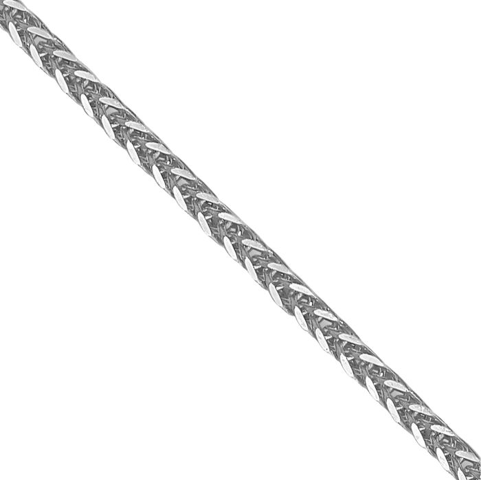 14K Solid White Gold 0.8mm Spiga Wheat Link Chain Necklace