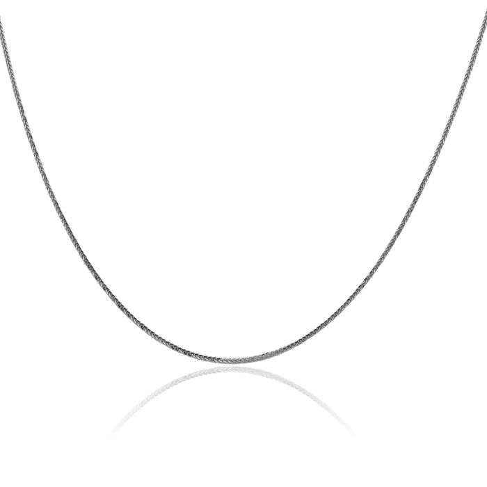 14K Solid White Gold 0.8mm Spiga Wheat Link Chain Necklace