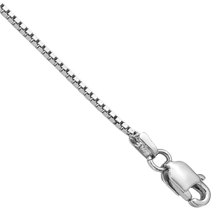 14K Solid White Gold 0.95mm Box Link Chain Bracelet