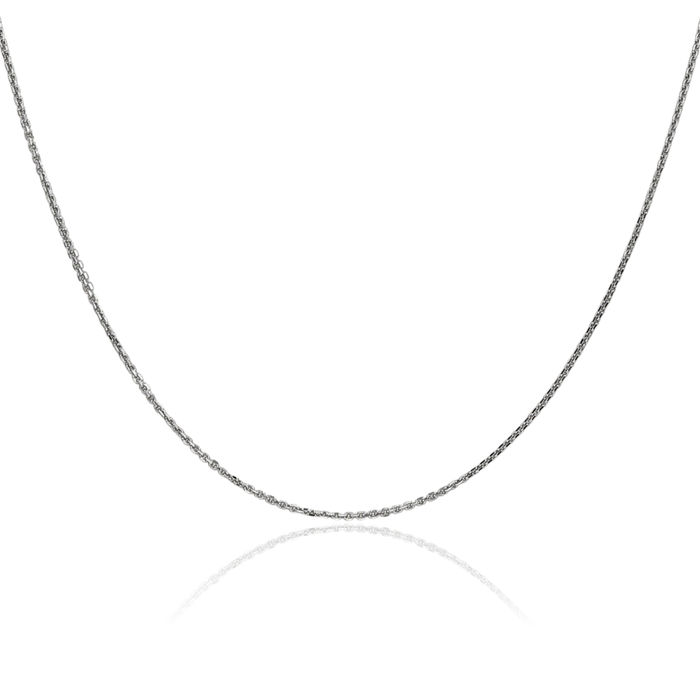 14K Solid White Gold 0.95mm Cable Rolo Link Chain Belcher Necklace