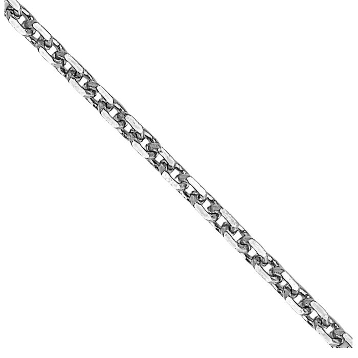 14K Solid White Gold 0.95mm Cable Rolo Link Chain Belcher Necklace