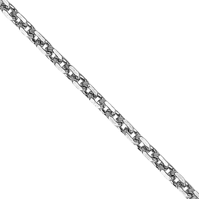 14K Solid White Gold 0.95mm Cable Rolo Link Chain Belcher Necklace