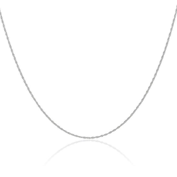 14K Solid White Gold 0.95mm Cable Rope Chain Twisted Link Necklace