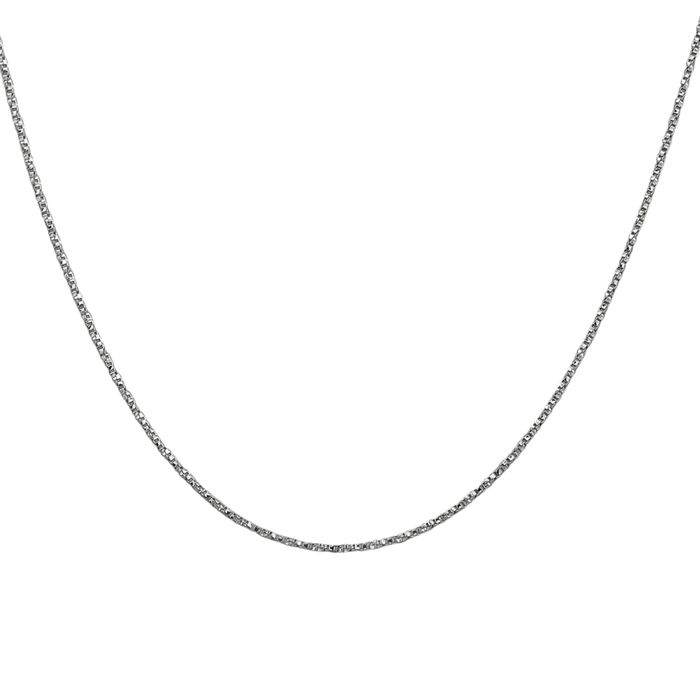 14K Solid White Gold 0.95mm Twisted Box Link Chain Necklace