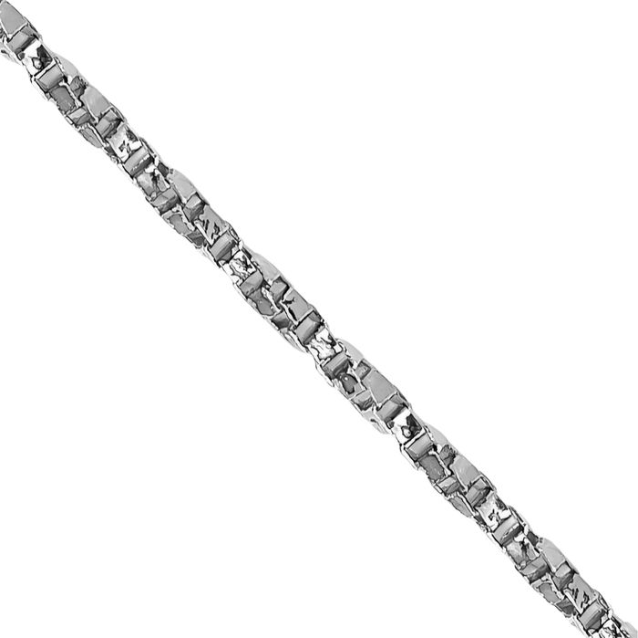 14K Solid White Gold 0.95mm Twisted Box Link Chain Necklace