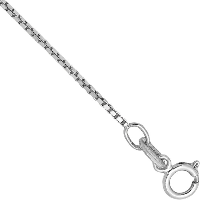 14K Solid White Gold 0.9mm Box Link Chain Bracelet