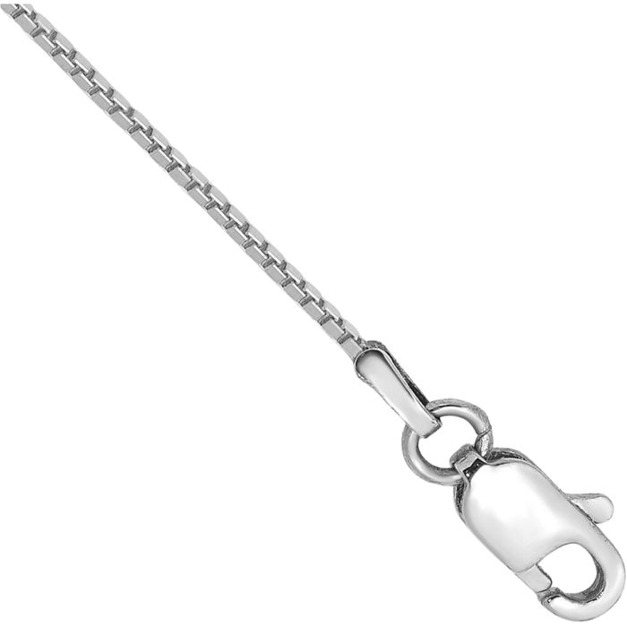 14K Solid White Gold 0.9mm Box Link Chain Bracelet