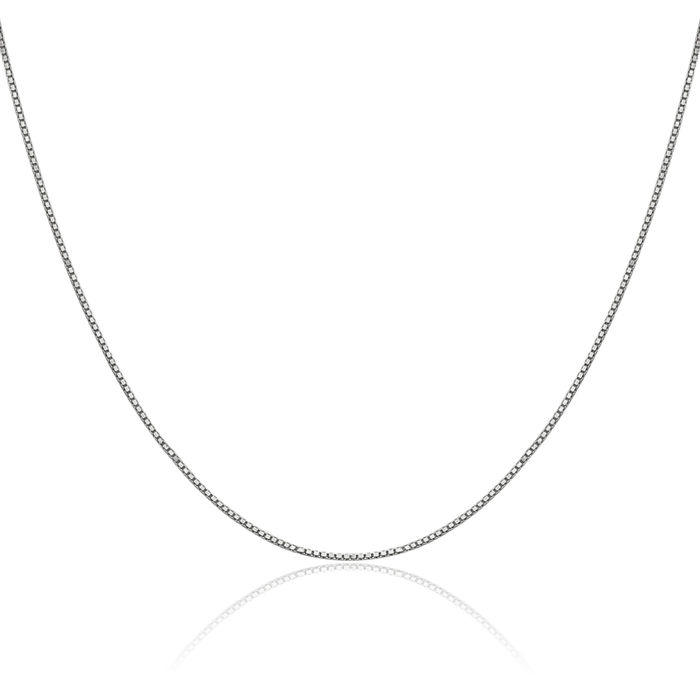 14K Solid White Gold 0.9mm Box Link Chain Necklace