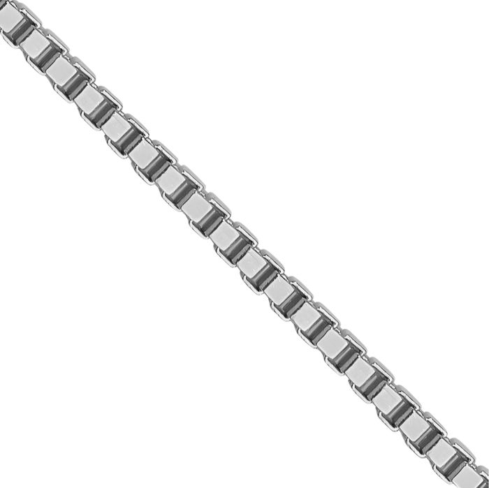 14K Solid White Gold 0.9mm Box Link Chain Necklace