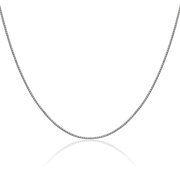 14K Solid White Gold 0.9mm Box Link Chain Necklace