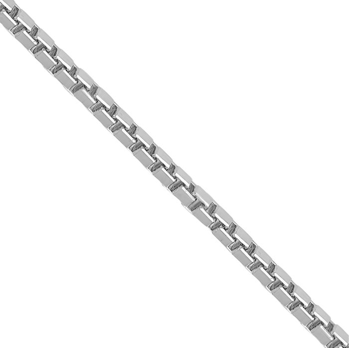 14K Solid White Gold 0.9mm Box Link Chain Necklace