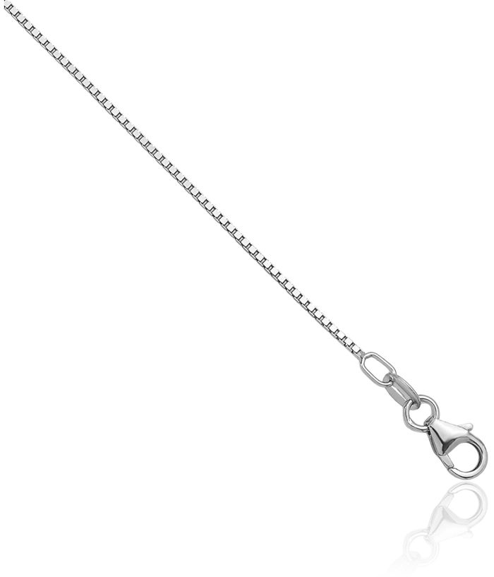 14K Solid White Gold 0.9mm Box Link Chain Necklace