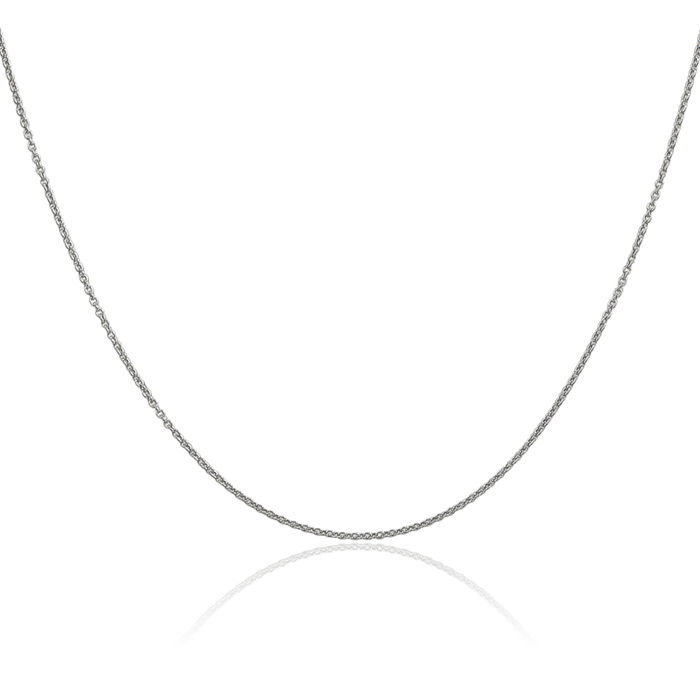 14K Solid White Gold 0.9mm Cable Rolo Link Chain Belcher Necklace